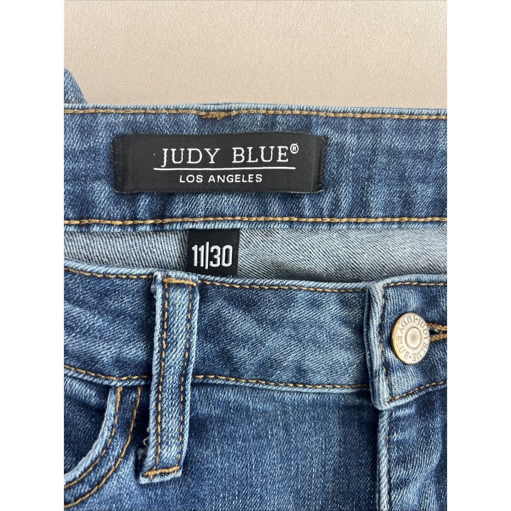 Judy Blue Skinny Fit Distressed Plaid Patch Jeans Medium Wash Denim Womens 11/30 - Picture 6 of 12